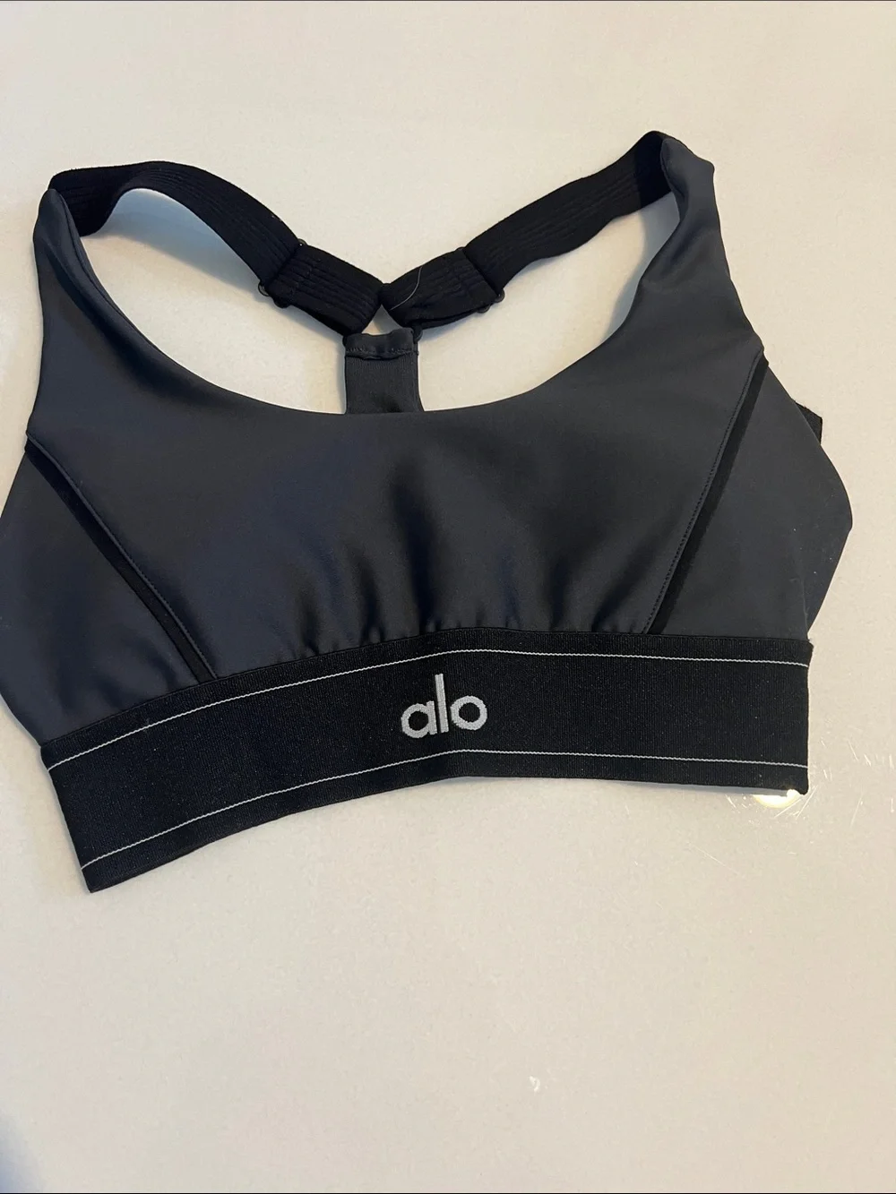 ALO Yoga Black Women's Swim Bikini Top or workout bra with Thick Underband